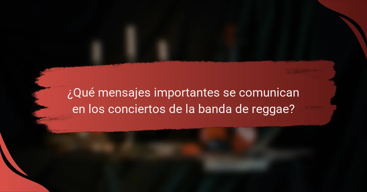 ¿Qué mensajes importantes se comunican en los conciertos de la banda de reggae?